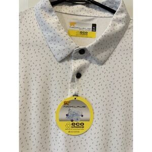 Nicklaus Eco Golf Polo Shirt XL White Gray Micro Print Recycled Fabric NWT